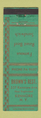 Matchbook Cover - Brown's Restaurant Kenmore NY WEAR