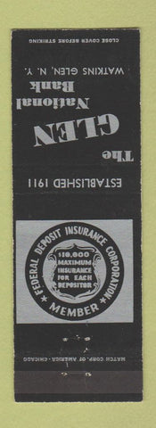 Matchbook Cover - Glen National Bank Watkins Glen NY