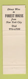 Matchbook Cover - Forrest House Lake Mahopac NY