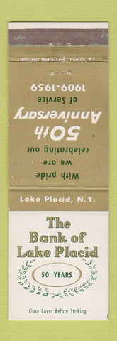 Matchbook Cover - Bank of Place Placid NY 1959 WEAR