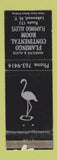 Matchbook Cover - Flamingo Continental Room bowling? Lakewood NY WORN