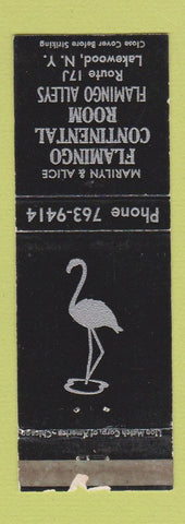Matchbook Cover - Flamingo Continental Room bowling? Lakewood NY WORN