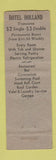 Matchbook Cover - Hotel Holland New York City