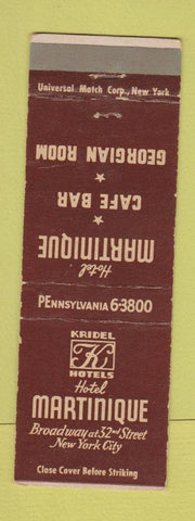 Matchbook Cover - Hotel Martinique New York City