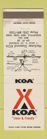 Matchbook Cover - KOA Camping Middleville NY WEAR
