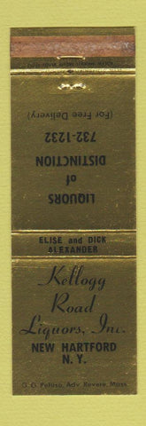 Matchbook Cover - Kellogg Road Liquors New Hartford NY WEAR