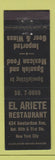 Matchbook Cover - El Ariete Restaurant New York City Mexican