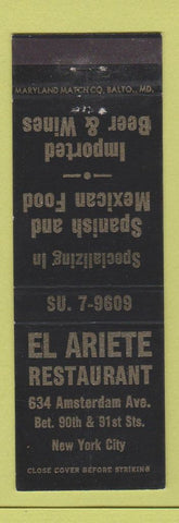 Matchbook Cover - El Ariete Restaurant New York City Mexican