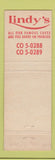 Matchbook Cover - Lindy's Restaurant New York City