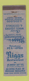 Matchbook Cover - Riggs Restaurant New York City WEAR