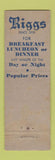 Matchbook Cover - Riggs Restaurant New York City WEAR