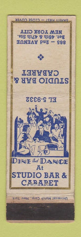 Matchbook Cover - Studio Bar Cabaret New York City WORN