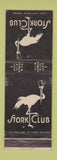 Matchbook Cover - Stork Club New York City WEAR