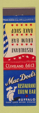 Matchbook Cover - Mac Doel's Restaurant Buffalo NY