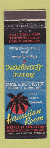 Matchbook Cover - Hotel Lexington New York City Hawaiian Room