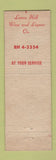 Matchbook Cover - Lenox Hill Wine and Liquor New York City WORN