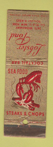 Matchbook Cover - Lobster Pond New York WORN
