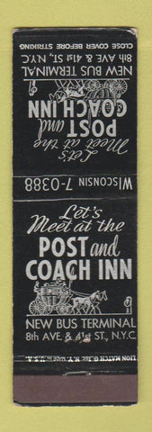 Matchbook Cover - Post and Coach Inn New York City WEAR