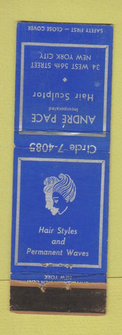 Matchbook Cover - Andre Pace Hair Salon girlie New York City WORN