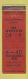 Matchbook Cover - 4-40 Restaurant New York City WEAR