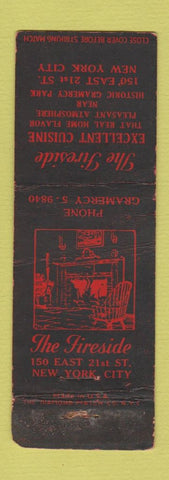 Matchbook Cover - The Fireside Restaurant New York City WORN