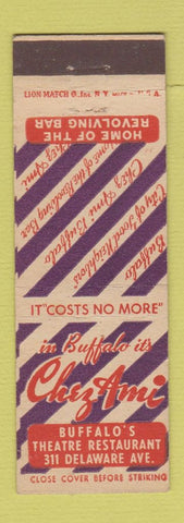 Matchbook Cover - Chez Ami Buffalo NY WORN BACK PRINTING ERROR