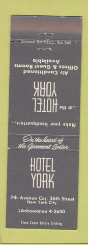 Matchbook Cover - Hotel York New York City