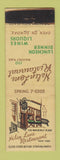 Matchbook Cover - Helen Lane Restaurant New York City WEAR