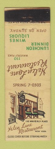 Matchbook Cover - Helen Lane Restaurant New York City WEAR