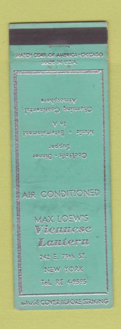 Matchbook Cover - Max Lowe's Viennese Lantern New York City