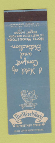 Matchbook Cover - The Woodstock Hotel New York City