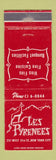 Matchbook Cover - Les Pyrenees New York City restaurant