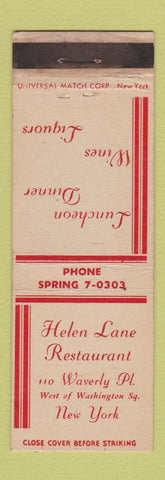 Matchbook Cover - Helen Lane Restaurant New York City WEAR