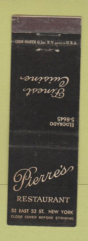 Matchbook Cover - Pierre's Restaurant New York City