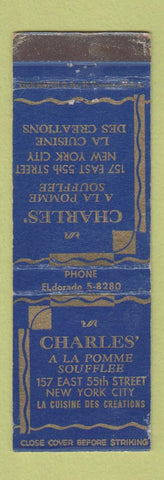 Matchbook Cover - Charles' French Restaurant New York City WEAR