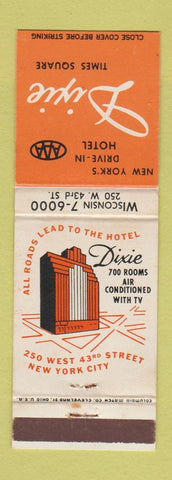 Matchbook Cover - Dixie Hotel New York City