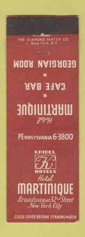 Matchbook Cover - Hotel Martinique New York City