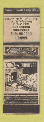 Matchbook Cover - Manor Decorators Brooklyn NY WORN