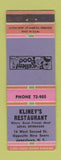 Matchbook Cover - Kliney's Restaurant Jamestown NY