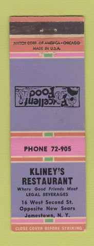 Matchbook Cover - Kliney's Restaurant Jamestown NY