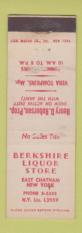 Matchbook Cover - Berkshire Liquor Store East Chatham NY WORN
