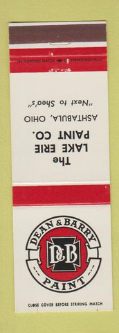 Matchbook Cover - Dean & Barry Paint Lake Erie Ashtabula OH