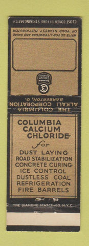 Matchbook Cover - Columbia Calcium Chloride Barberton OH PRINTING ERROR