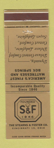 Matchbook Cover - Stearns and Foster Mattresses Cincinnati OH