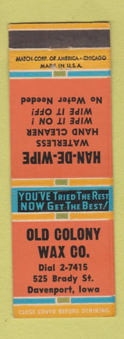 Matchbook Cover - Old Colony Wax Davenport IA