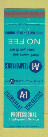 Matchbook Cover - A1 Employement Service NJ Locations