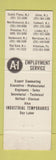 Matchbook Cover - A1 Employement Service NJ Locations