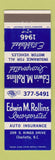 Matchbook Cover - Edwin Rollins Auto Insurance Charlotte NC