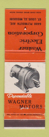 Matchbook Cover - Wagner Electric St Louis MO motors WEAR