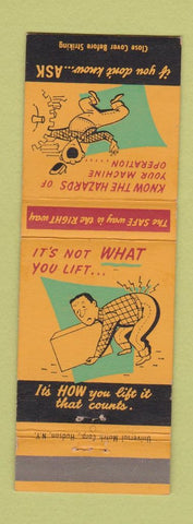 Matchbook Cover - Safety Lifting Hazards